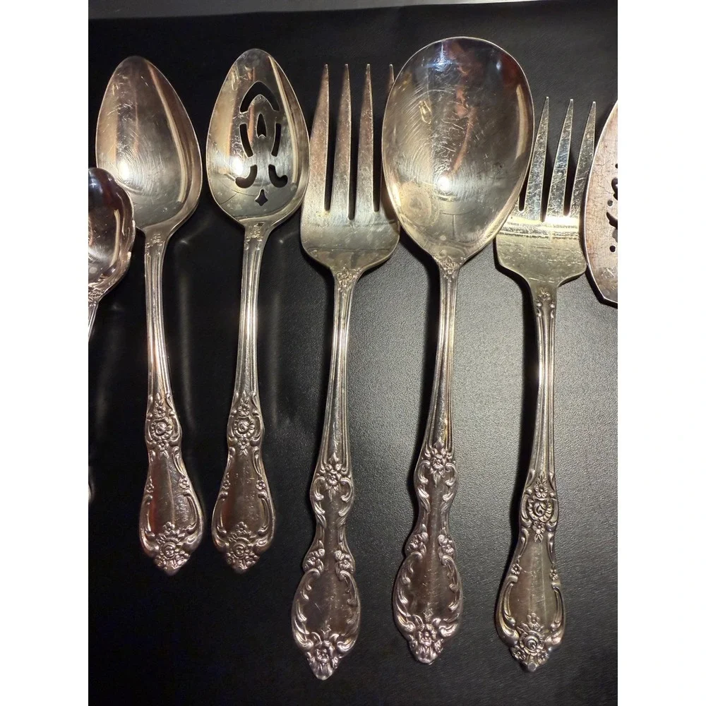 Oneida Wm Rogers Vanessa Francesca Silverplate Serving Set 7pc Flatware Vintage